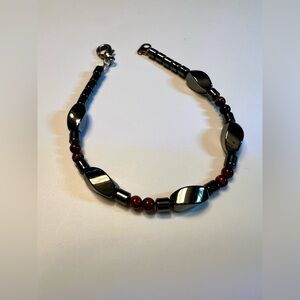 Elegant Black and Red Beaded Bracelet